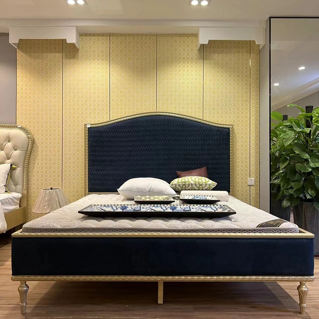 美式轻奢雕花双人床现代简约布艺床主卧婚床