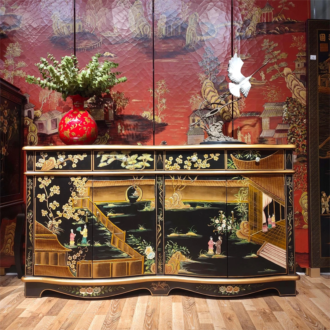 【闲酣庭院】法式中古风国风四斗四门/玄关/鞋柜/装饰柜/门厅