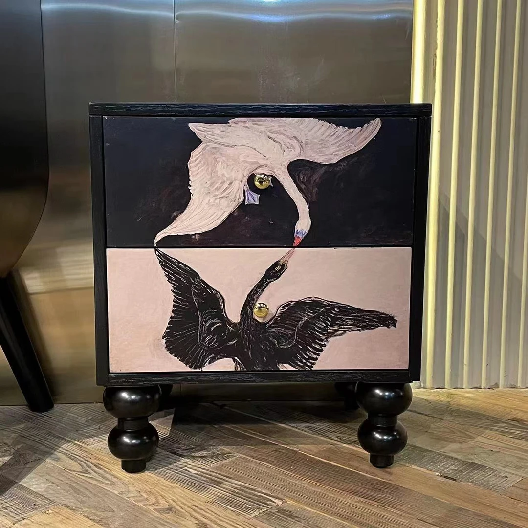 百搭艺术风两斗床头柜卧室创意装饰柜