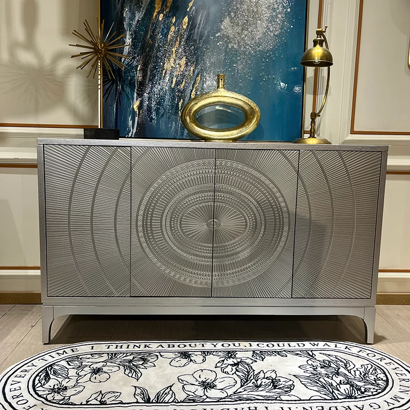 宇宙之星四门柜边柜靠墙现代玄关柜间厅柜雕花浮雕衣柜沙发边柜