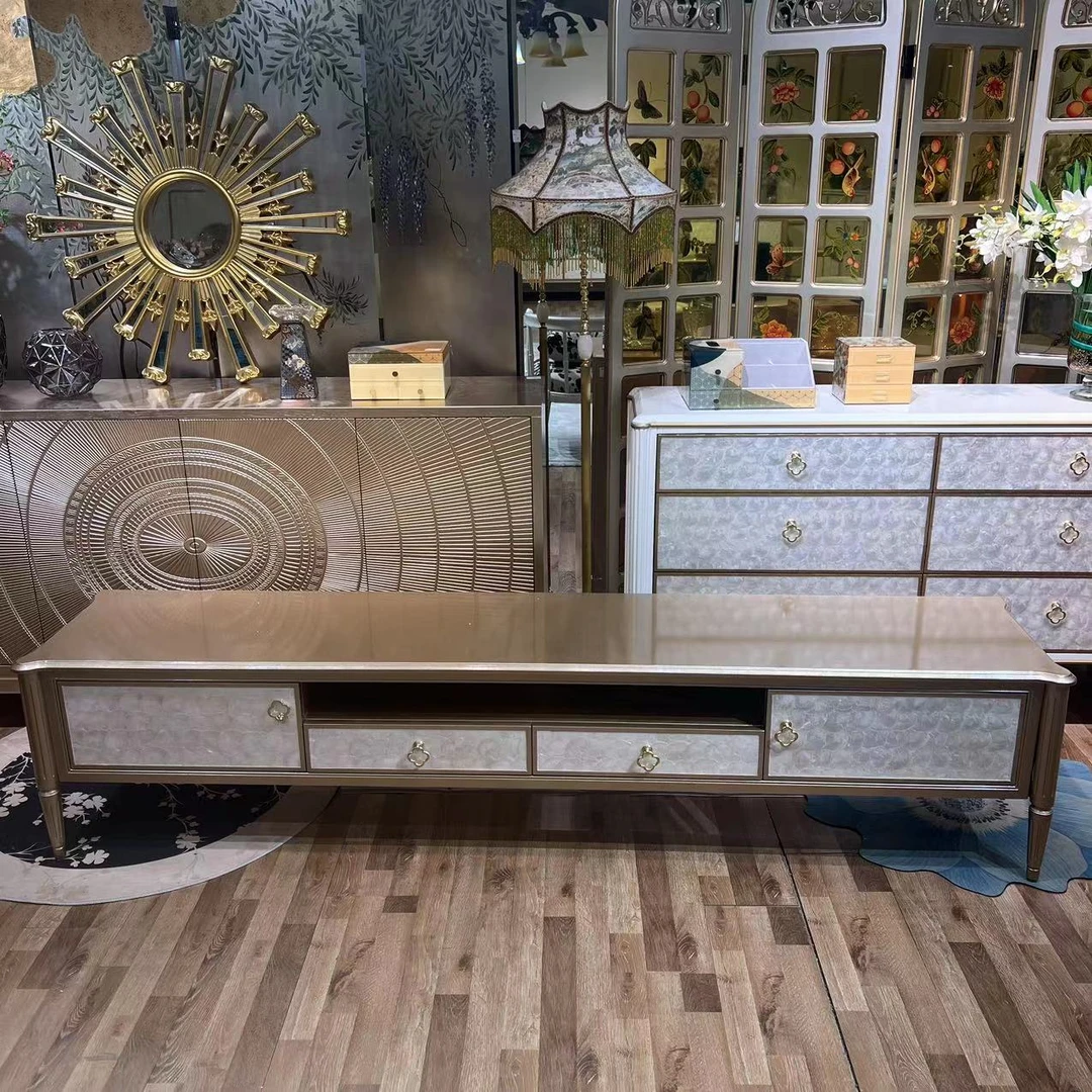 美式轻奢贝壳电视柜复古创意储物柜客厅简约茶几