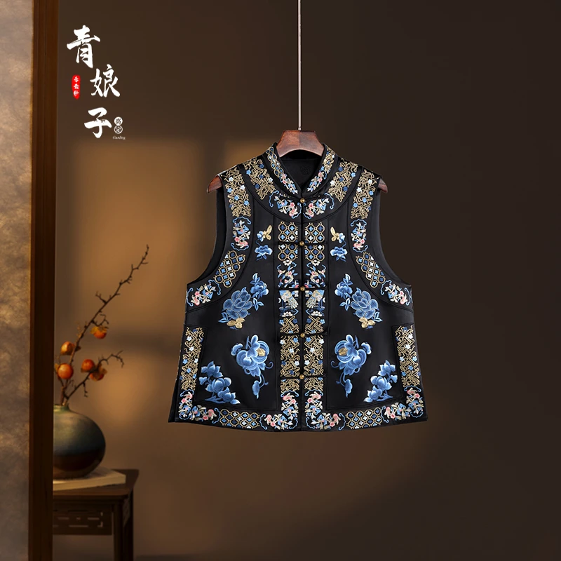 青娘子（玄影）国风冬季刺绣百搭复古中式气质中国风绣花马甲51442