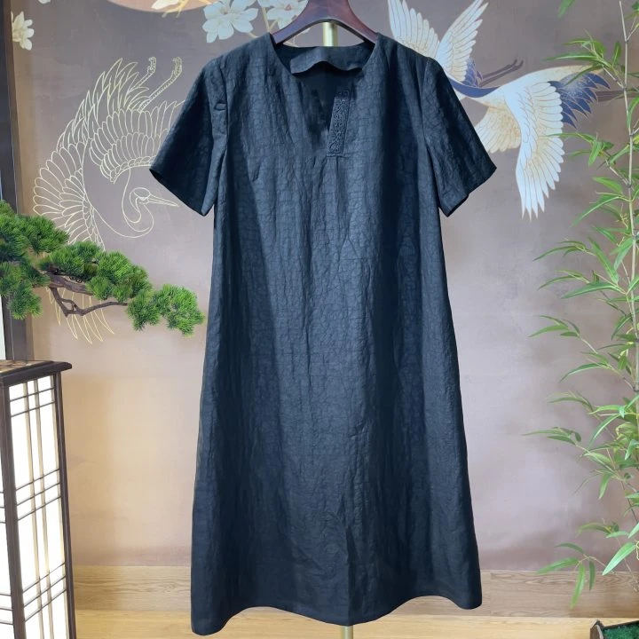 青娘子香云纱夏季气质中式连衣裙241308