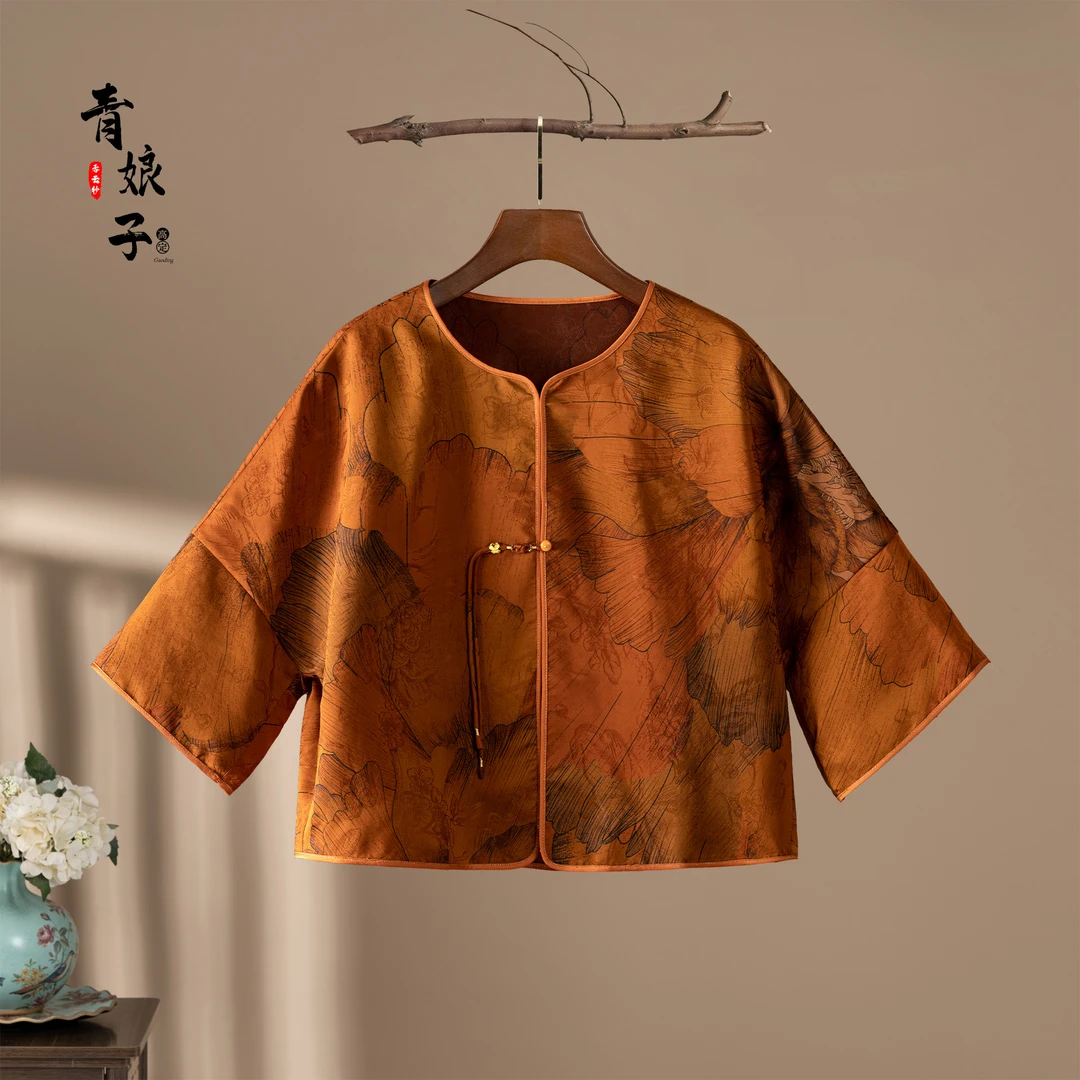 青娘子香云纱(靖雅)复古短款夏季时尚百搭上衣50469