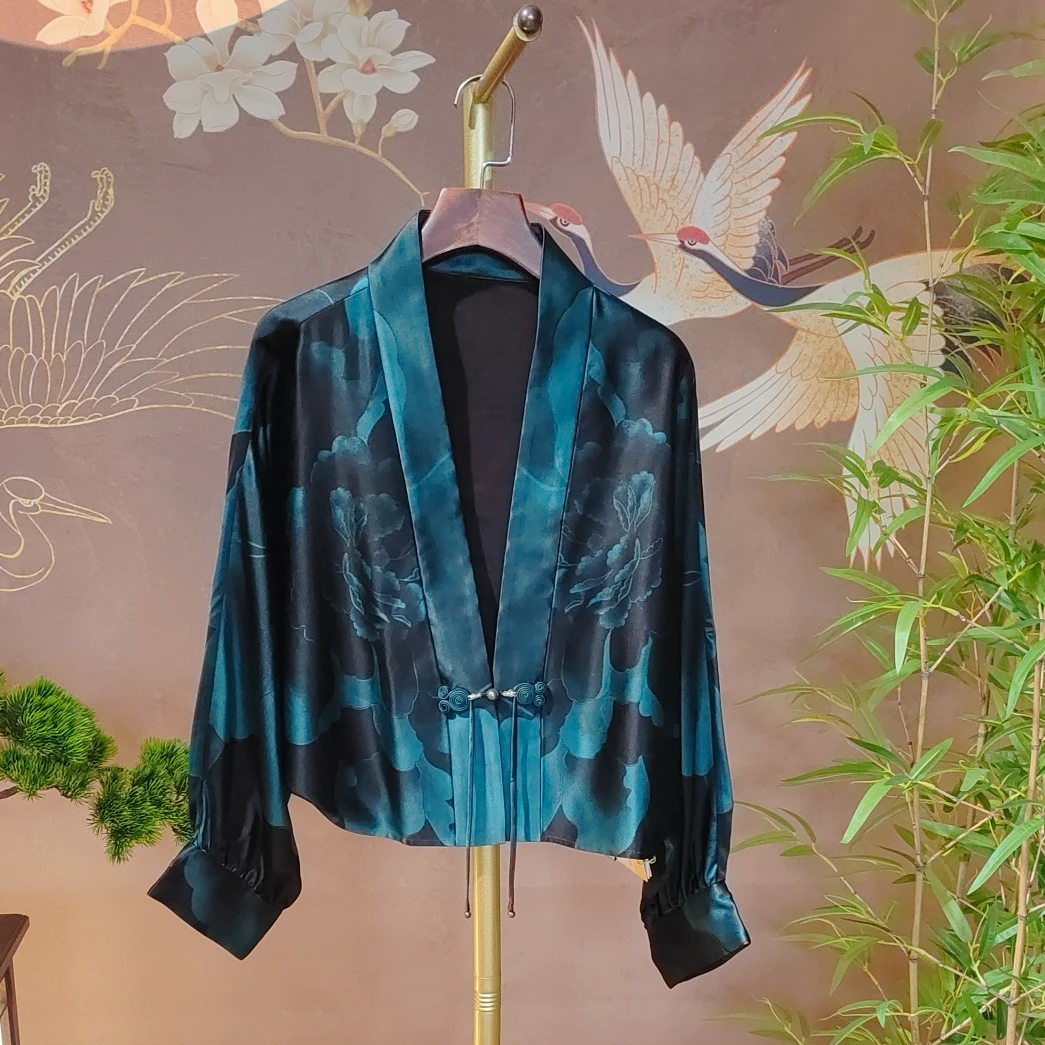 青娘子微瑕香云纱重缎定位花中国风新中式气质时尚短外套-50918