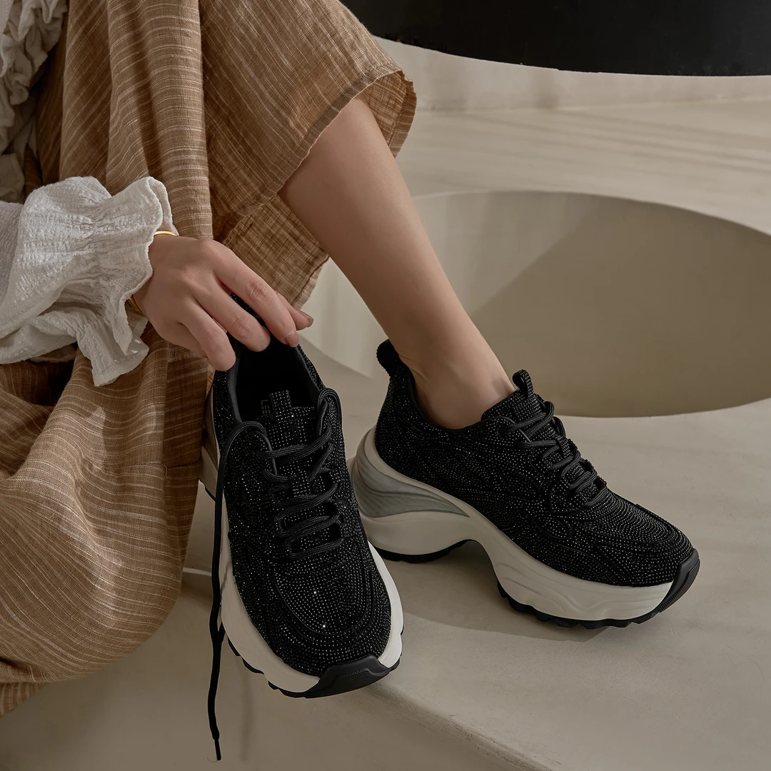 LeeCat Studio | 2024秋季新款水钻老爹鞋厚底增高休闲鞋W2410233