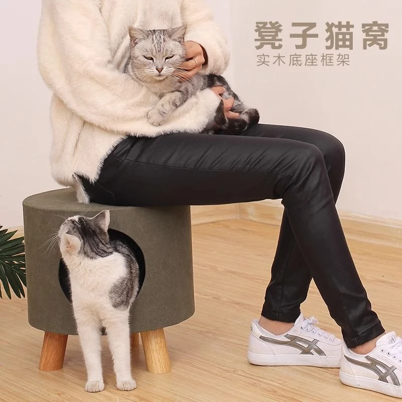 猫窝封闭式冬季保暖人猫共用猫咪睡觉的窝木质凳猫窝保暖四季通用