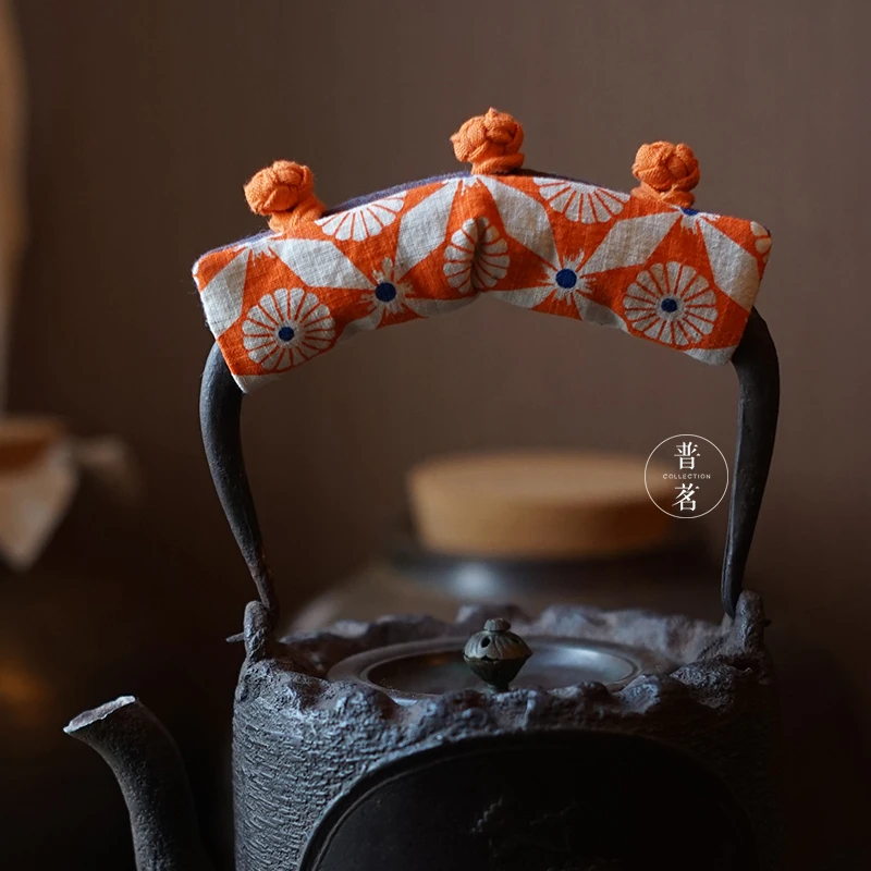 壶把布套 铁壶提手布 防烫布 手工棉麻隔热垫 银壶把手布 纯手工