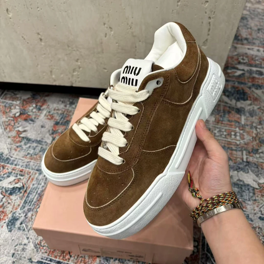 全新未使用 MIU MIU/缪缪 咖色麂皮松糕鞋 8250/PoisonLab