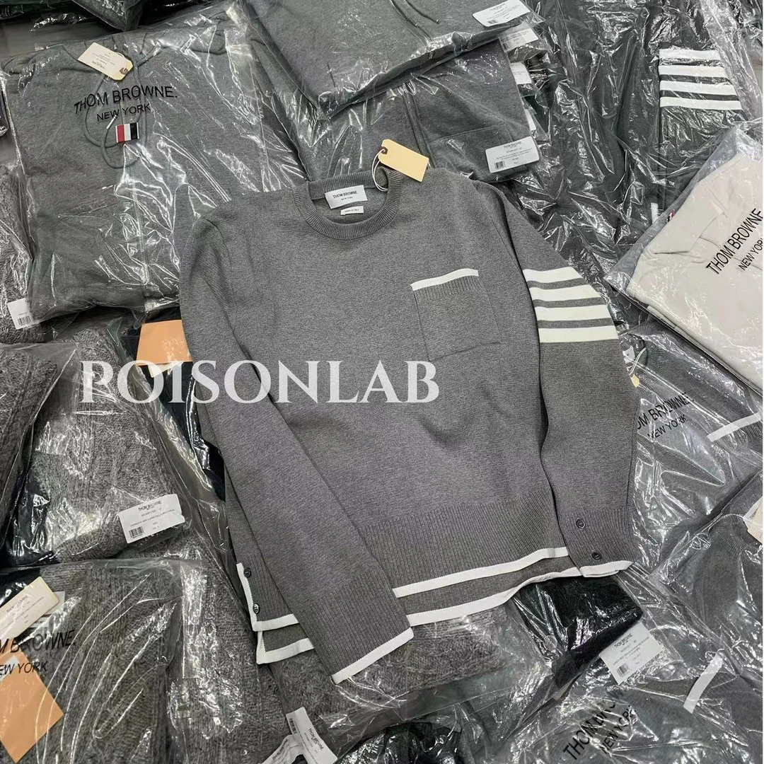 【杭州PoisonLab买手店】Thom Browne 灰色四条纹针织毛衣专柜12850
