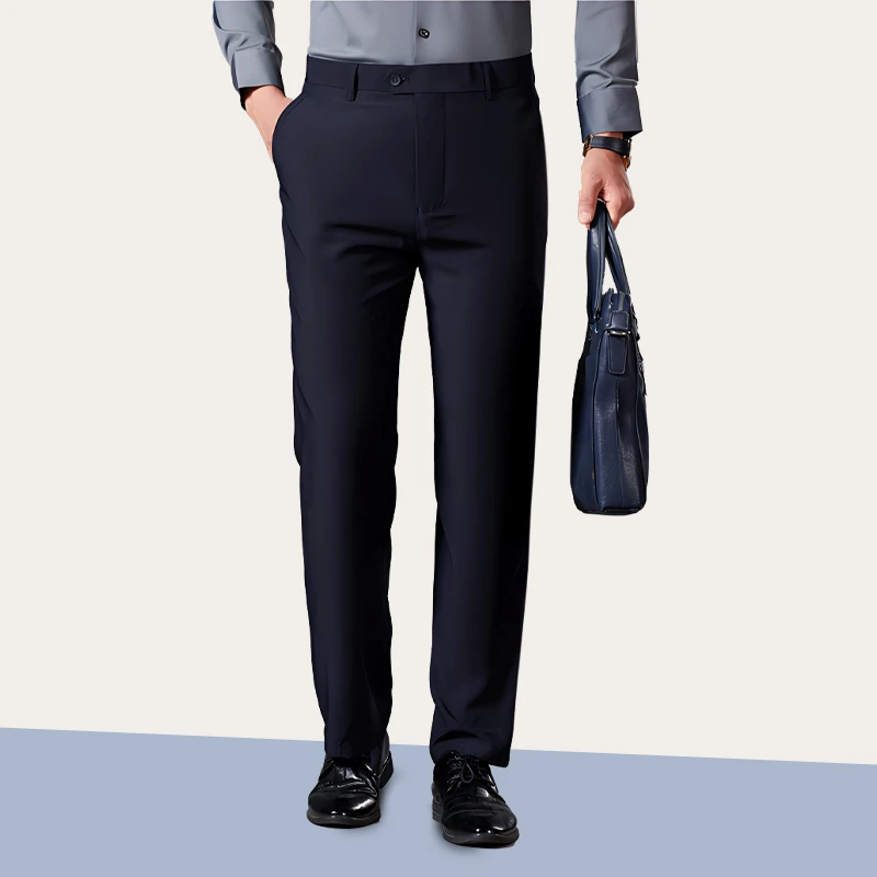 毛料周西裤商务男款男士羊毛桑蚕丝直筒西装裤男裤职业羊毛西裤