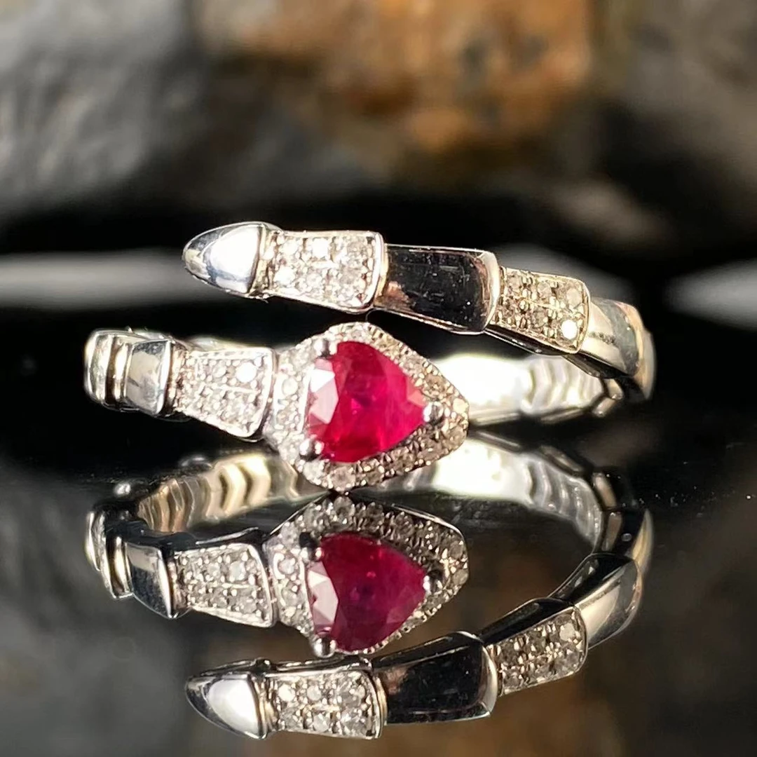 杨教授珠宝18K金镶嵌31分红宝石蛇戒气质轻奢时尚复古满钻经典YG