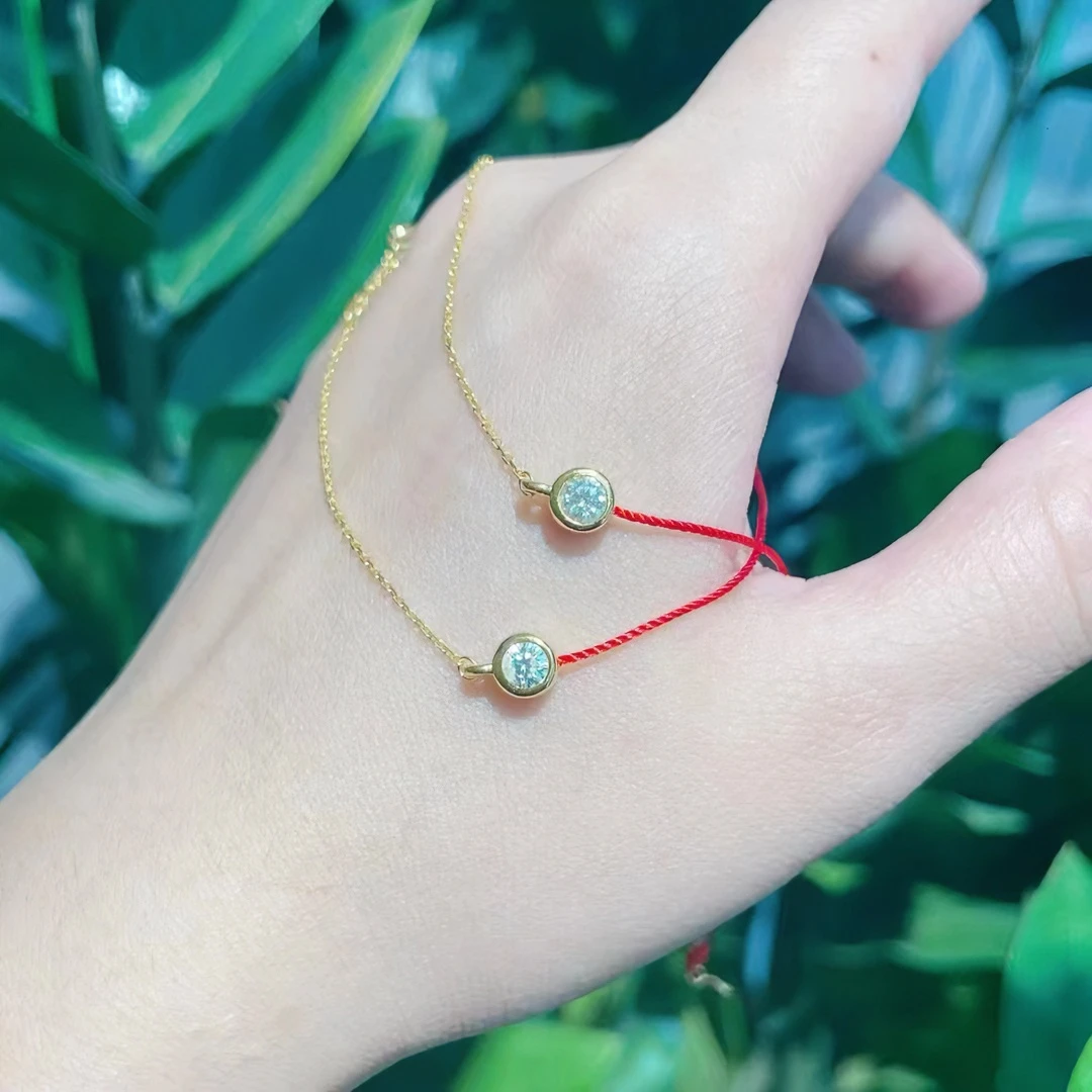 莫桑石杨教授珠宝18K金镶嵌手工泡泡手链红绳多样性发一JHY