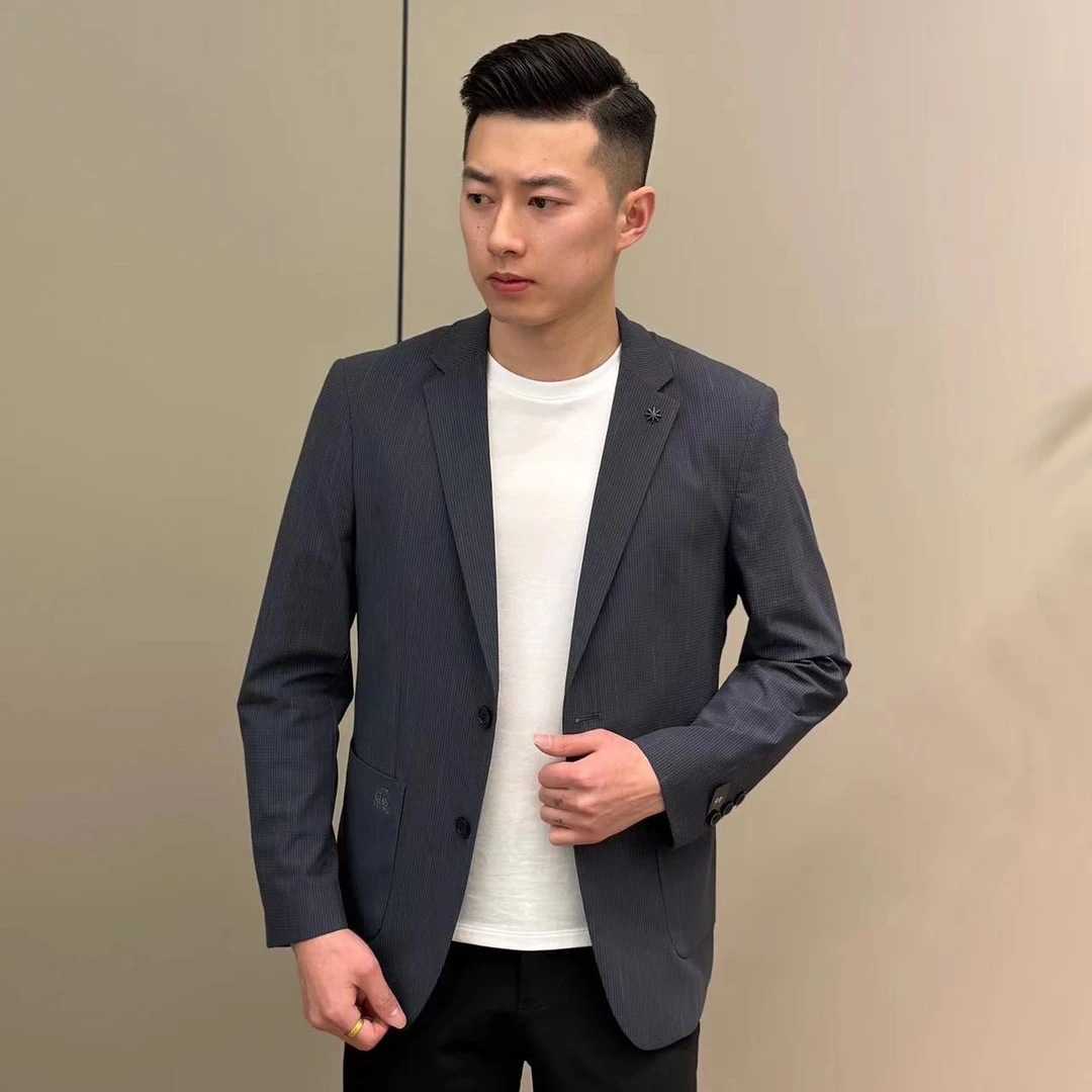 T&X/梯形2025男士春秋竖条纹休闲弹力西装(0006)