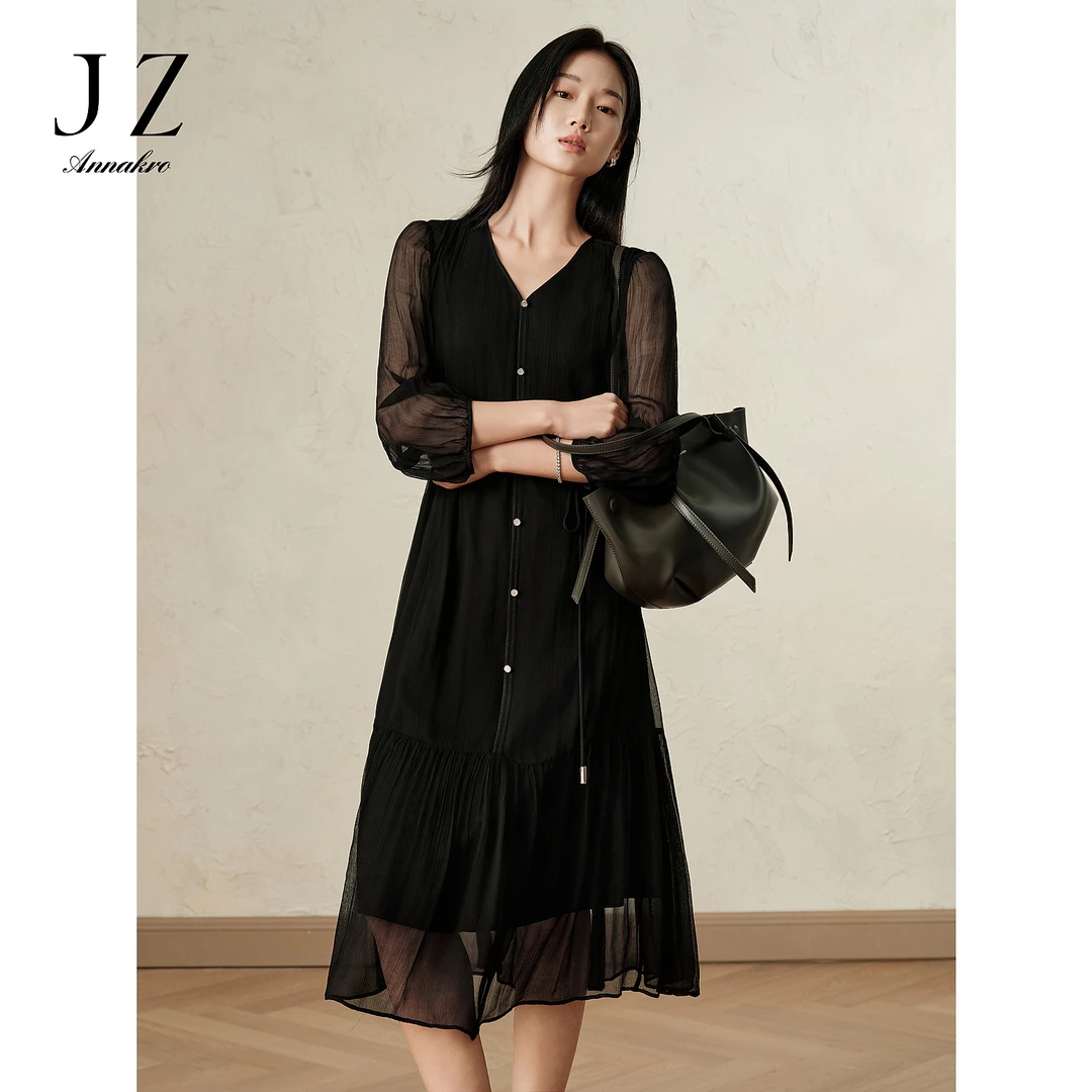 【曼陀罗】玖姿安娜蔻收腰飘逸连衣裙女装JTEQ50042