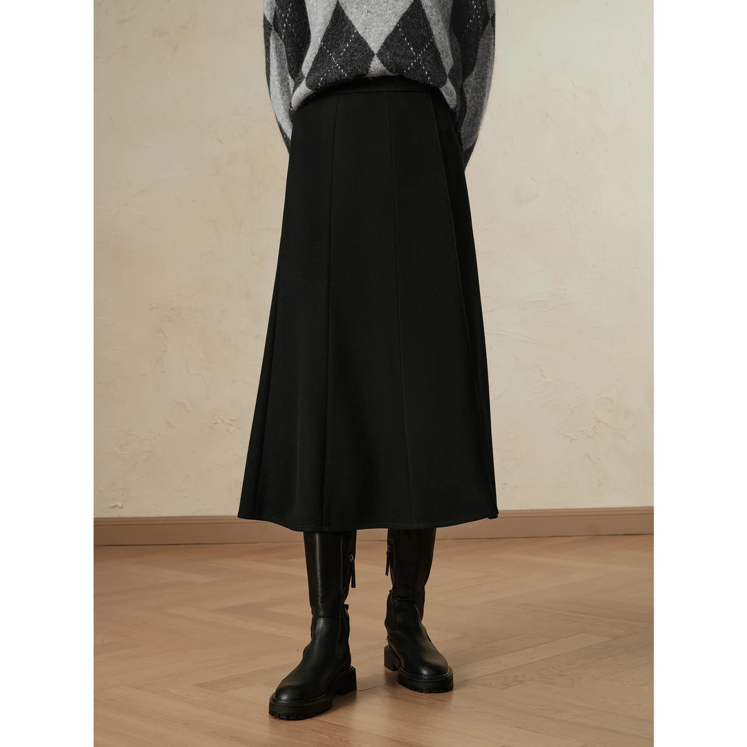 玖姿安娜蔻优雅分割线舒适针织鱼尾半身裙2024冬季JTED20108