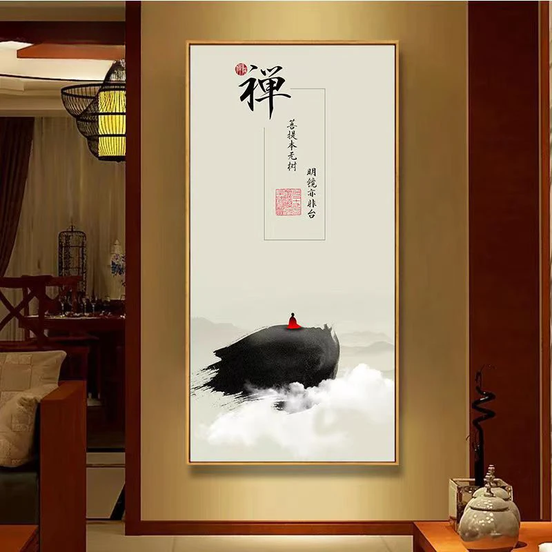 北央字画茶室挂画黑色防水镜面装饰画新中式微喷升级环保立体优质