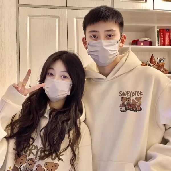 特大码300斤情侣装ins卫衣男女新款秋冬款小众加绒高级感连帽外套