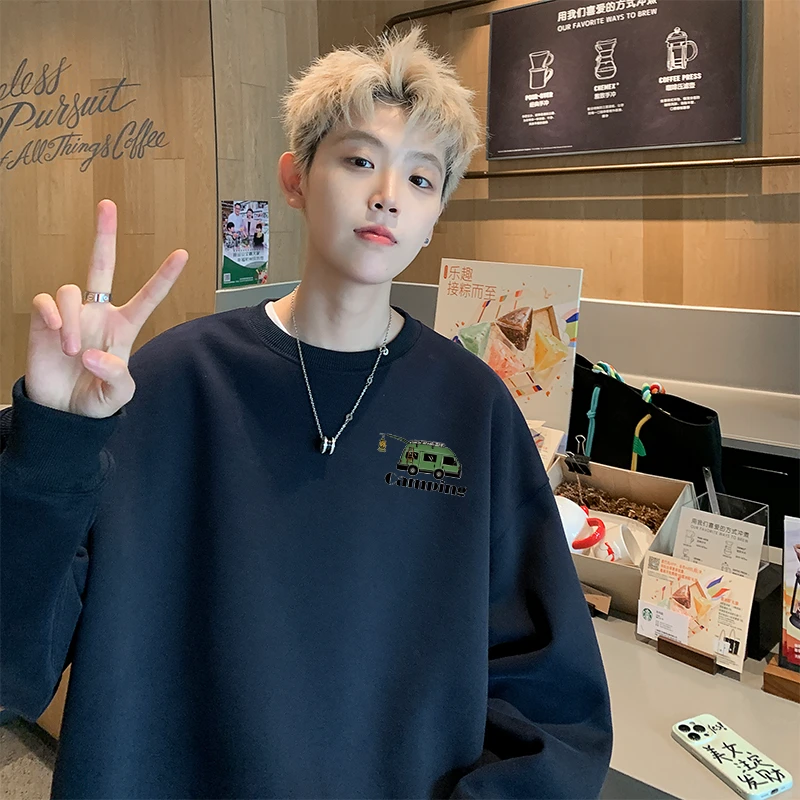 300斤加肥大码山东即墨潮牌圆领卫衣男女秋冬季宽松显瘦百搭上衣