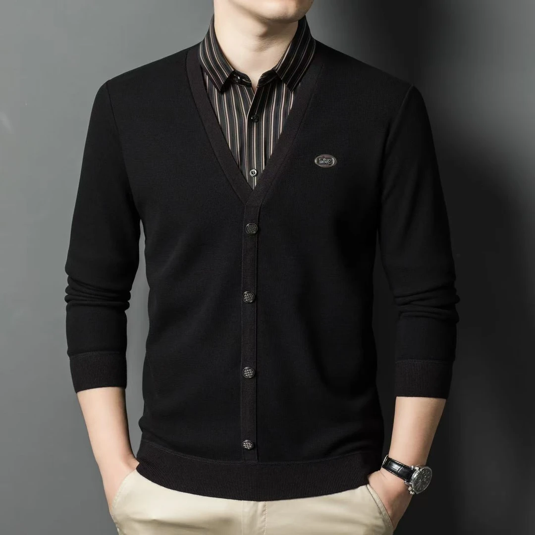 英皇烟斗7771男士翻领假两件毛衣高档时尚休闲商务