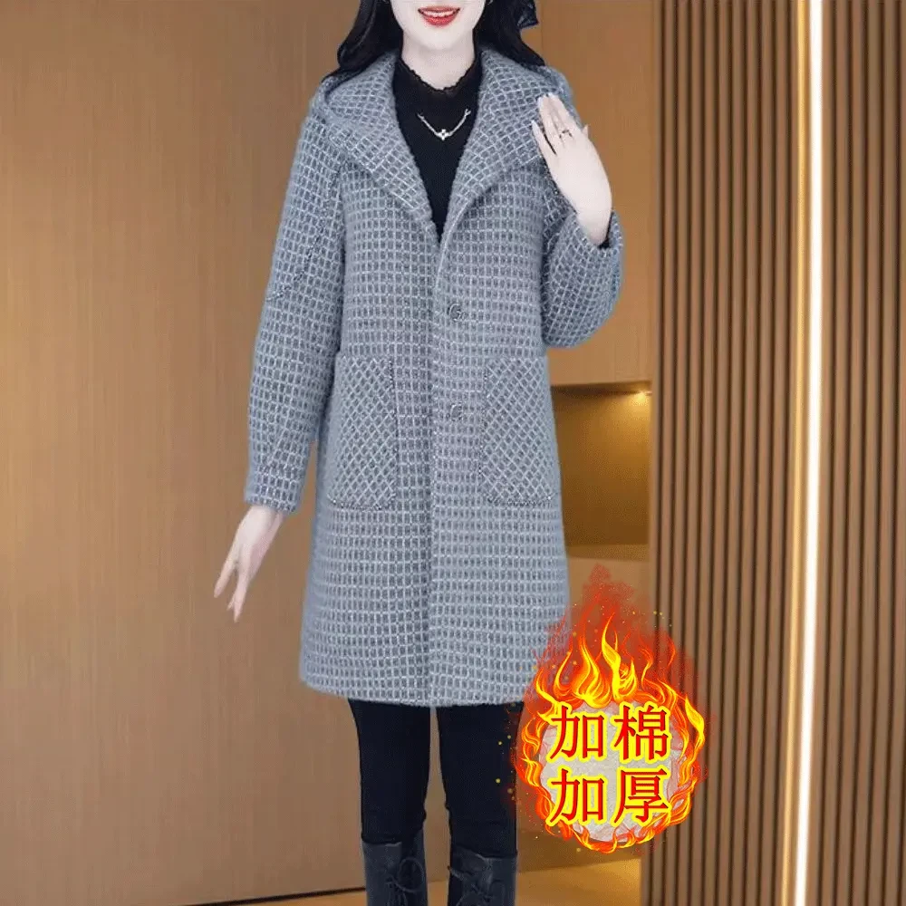 晚风妈妈冬装高档时尚毛呢外套中长款减龄中年女新款加厚洋气大衣