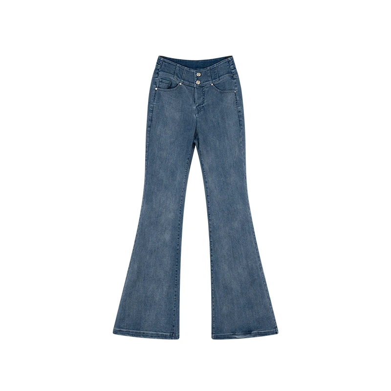 CUI CUI 崔崔【碧落】高腰显瘦时尚百搭别致牛仔微喇裤女C024476