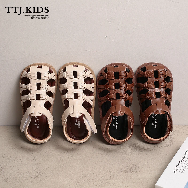 女童凉鞋宝宝2024夏季包头沙滩鞋小中童编织透气鞋女孩罗马鞋防滑