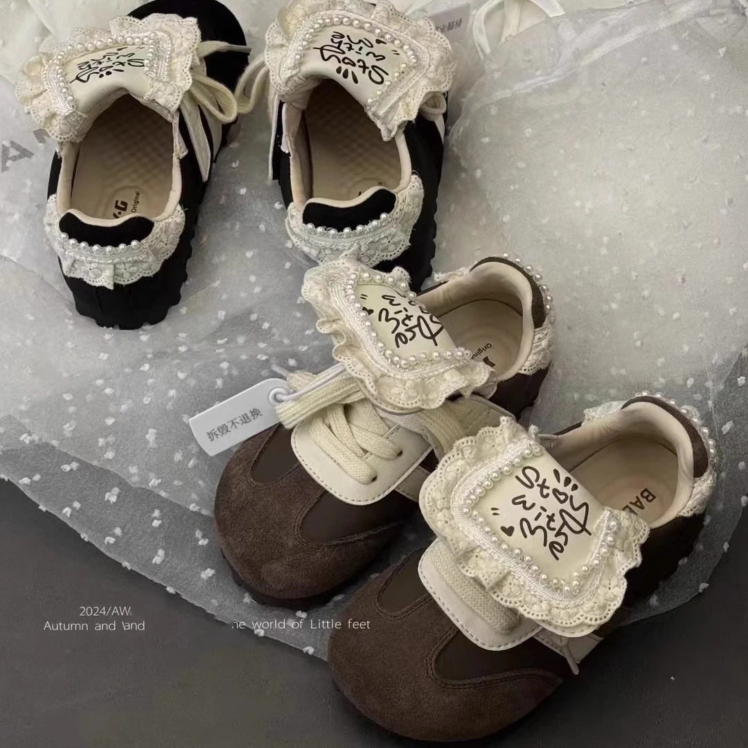 儿童德训鞋厚底秋季新款女童韩版洋气板鞋公主鞋软底休闲鞋泡芙鞋