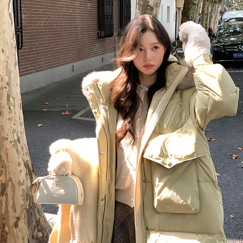 【大圆口袋】羽绒服女款2023年新国标90新款中长款加厚正品时尚洋气