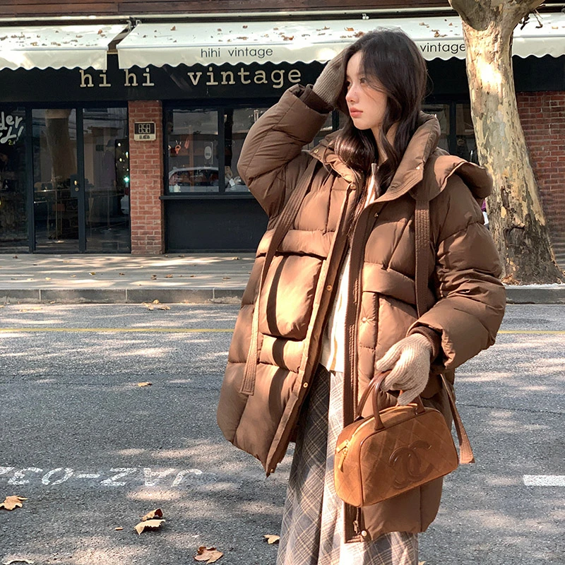 【双边连帽】羽绒服女款2023年新国标90白鸭绒中长款双边连帽设计款