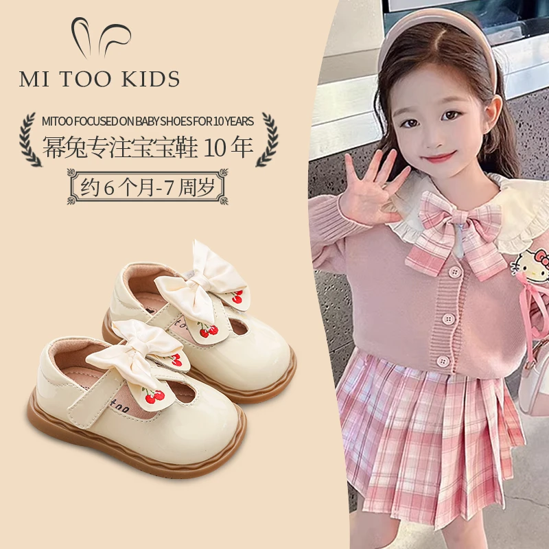 女童鞋子2025年春秋季新款时尚蝴蝶结儿童公主鞋宝宝软底防滑单鞋