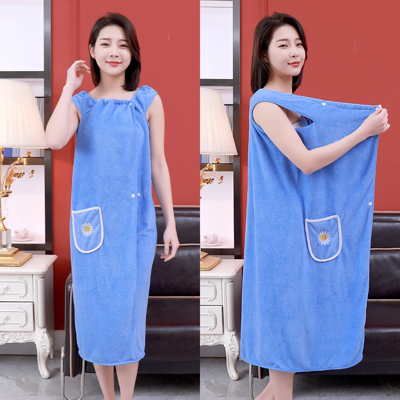 加大码加长款可穿式浴巾成人浴裙柔软吸水家用可爱洗澡速干浴袍
