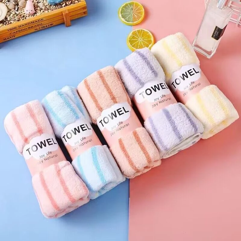 【5条装】成人洗脸毛巾柔软家用速干吸水亲肤不掉毛珊瑚绒面巾擦脸