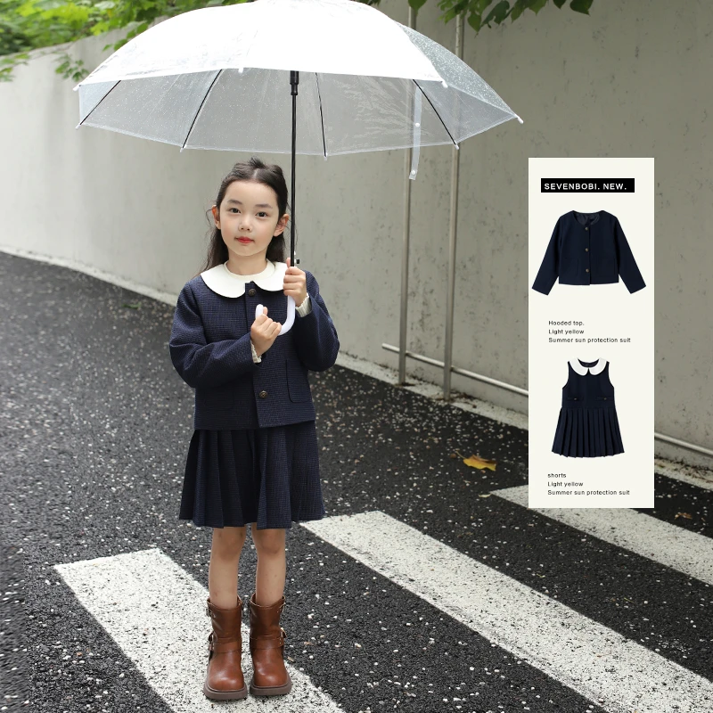 SKE2374中大童韩版洋气背心裙套装秋装新款女童休闲西装外套潮