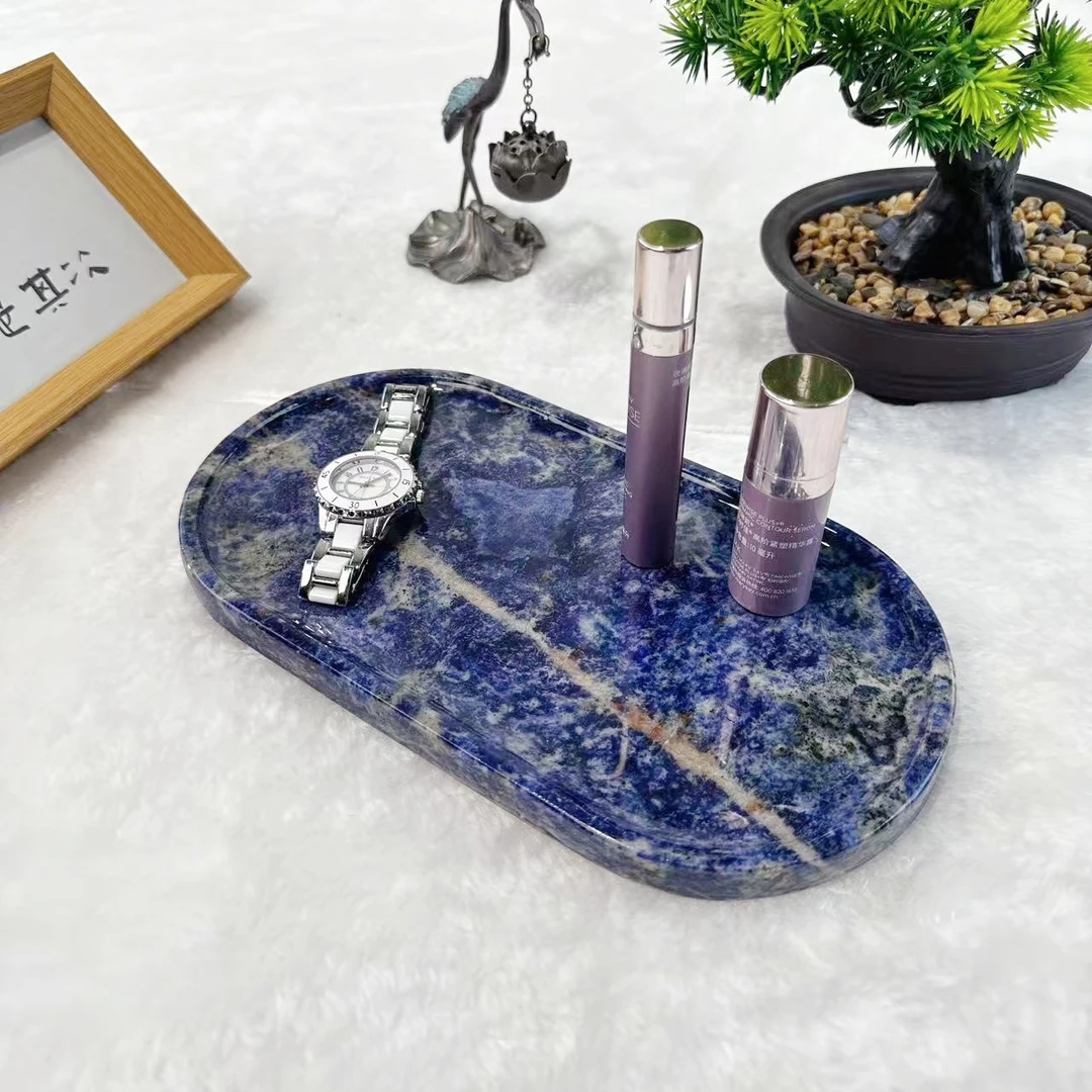 石之源景泰蓝装饰盘天然纹路家庭摆放大方新中式风格