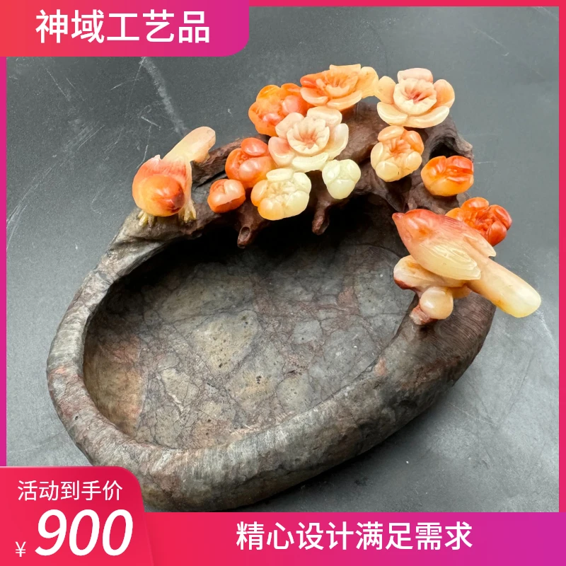 寿山芙蓉石 纯手工雕刻 喜上眉梢题材 寓意好