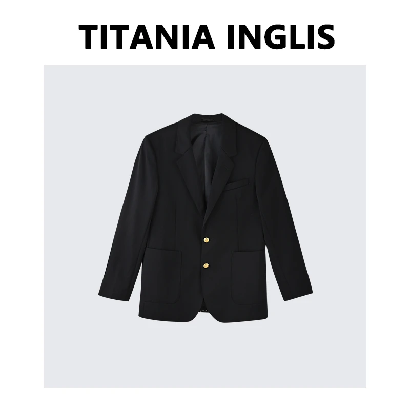 TITANIA INGLIS 春秋新款高级女士黑色休闲小西装外套女 D23-6009