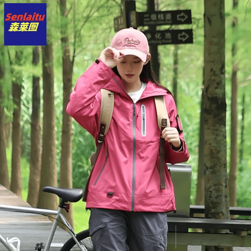 秋冬季户外旅游登山冲锋衣连帽夹克男女同款工装防风防水情侣外套