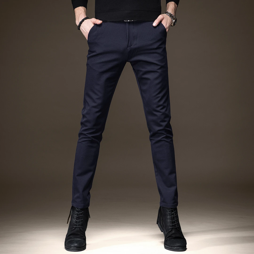 2025新款高端休闲裤男修身小脚秋春秋季商务西裤抗皱弹力男长裤子