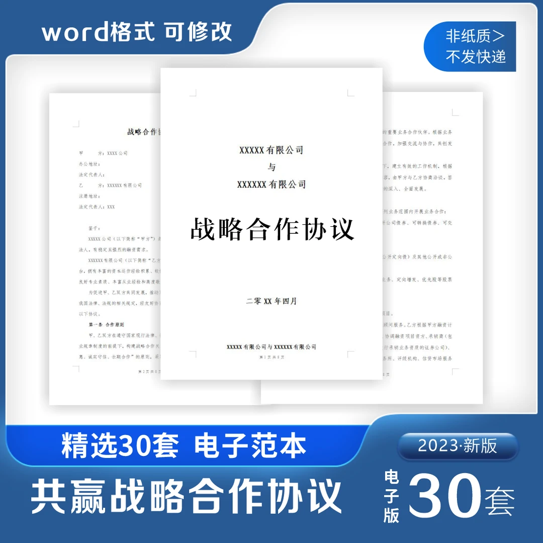 战略合作协议范本公司伙伴工程项目长期战略合伙框架精选通用合同