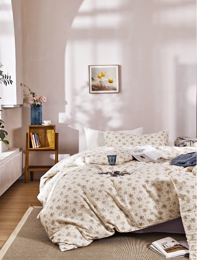 【北奈】 亲肤全棉时尚双层纱小清新印花柔软简约款四件套-昕朵