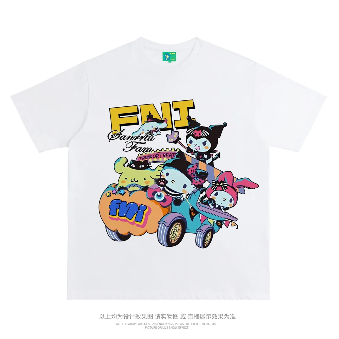实际库存--FNI-320g（库洛米）美式街头复古纯棉圆领男女同款短T