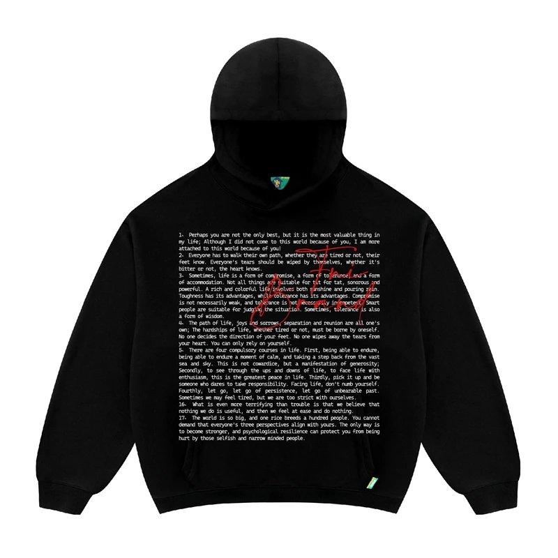 FNI主理人（告诫书）男女同款美式加绒连帽卫衣秋冬国潮款上衣时尚