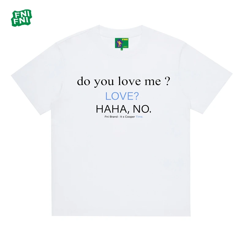 已拆勿上--FNI国潮重磅纯棉（你爱我吗）男女同款t恤美式复古胶浆