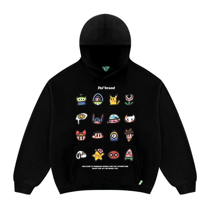 FNI主理人（童年回忆）男女同款美式加绒连帽卫衣秋冬国潮早秋上衣