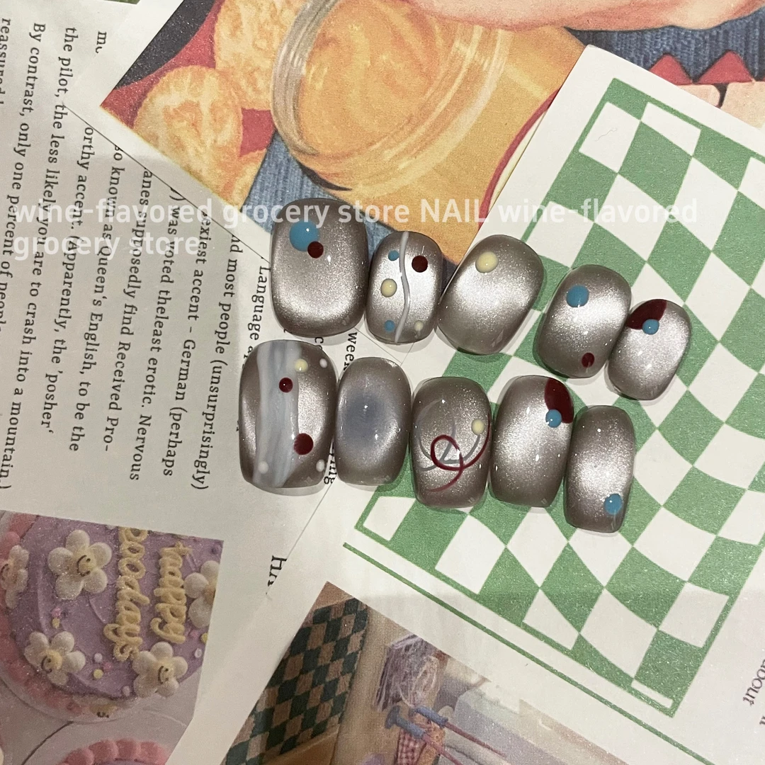 点点猫眼  纯手工设计感夏日必备小众简约穿戴甲