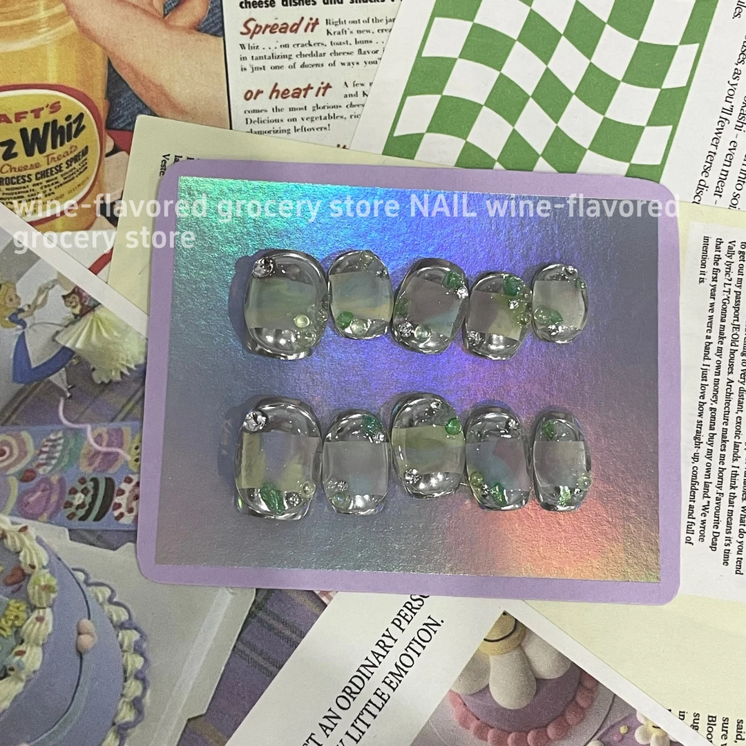 彩色银  y2k必备银色清透显白设计感小众夏日穿戴甲