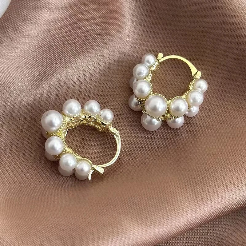 铜合金耳饰 圈圈双排百搭简约小众设计感耳圈耳环耳饰品N1677