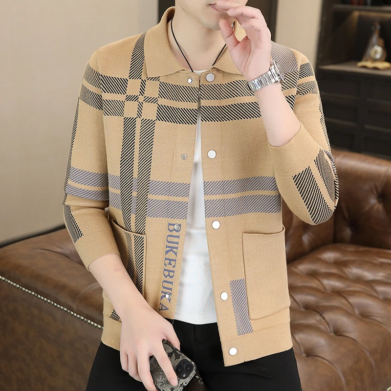 男士毛衣针织开衫秋季外套男装高级感针织衫潮流帅气时尚毛线衣服