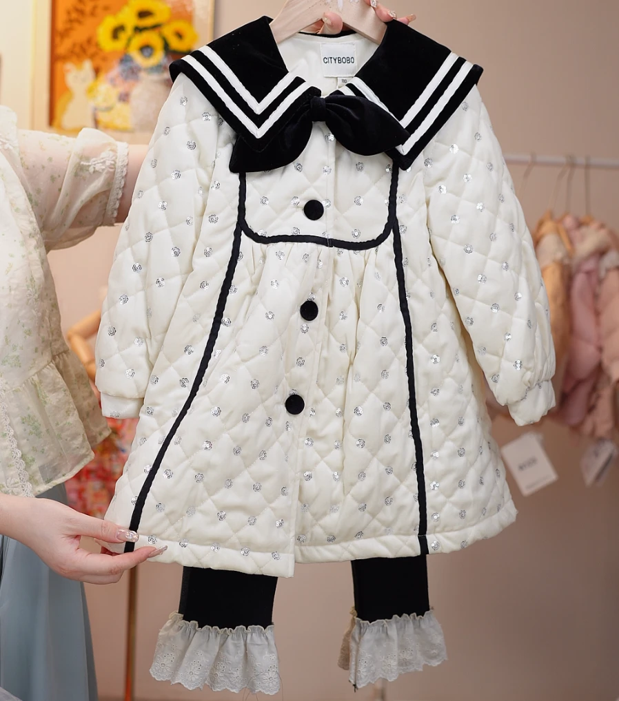 米杏色女童大衣秋冬装新款宝宝加厚外套儿童外套2042